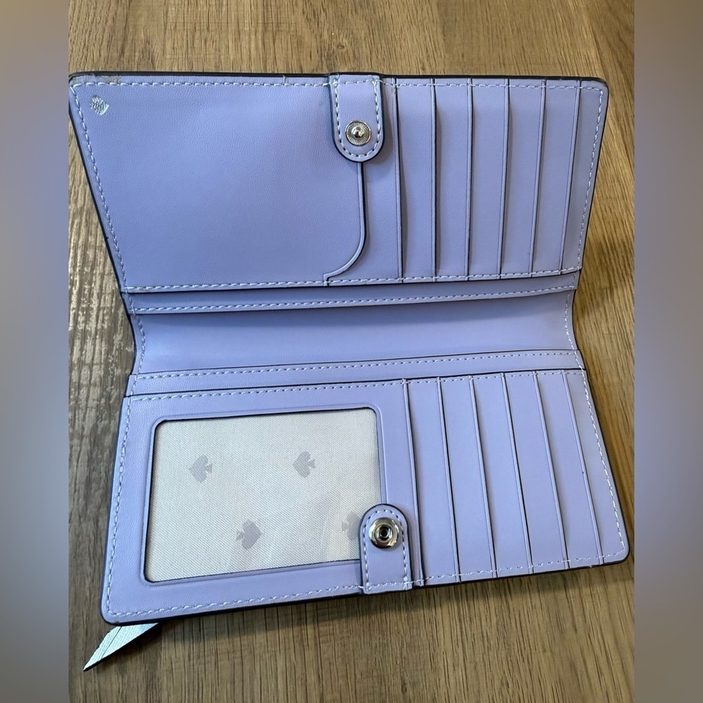 Kate Spade New York White & Lavender Leather Zip Wallet - Picture 3 of 6